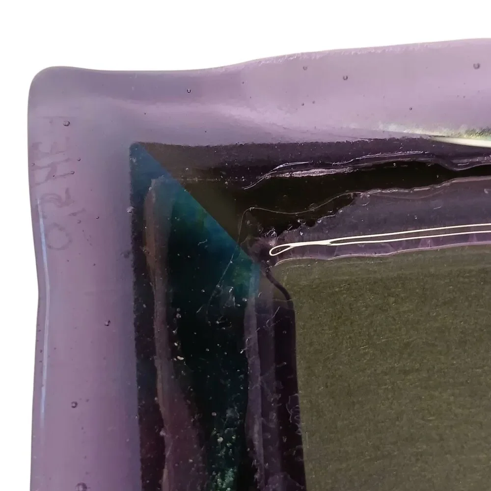 Purple Two Toned Art Glass Picture Frame Handmade Signed O'Shea 6